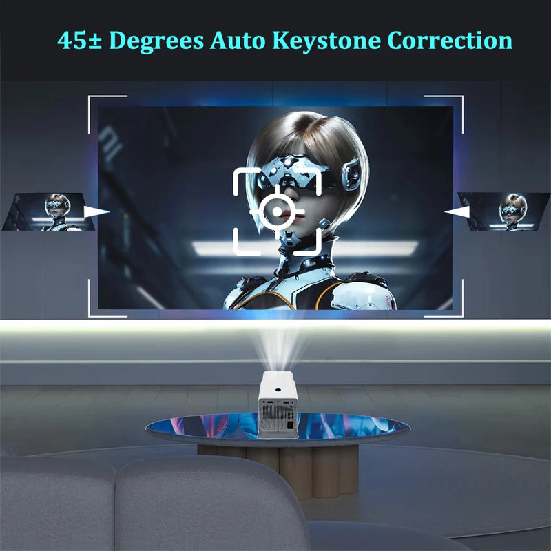 Projetor KaiAqua HT21 1080P (suporte), 260 ANSI, Android 11, Wi-Fi 5G, zoom 2.4×, rotação 180°, home theater portátil