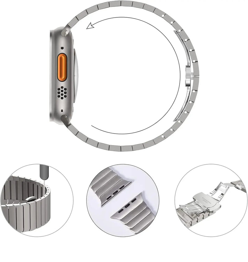 Pulseira Aço Inox Apple Watch Ultra com Fecho Luxo