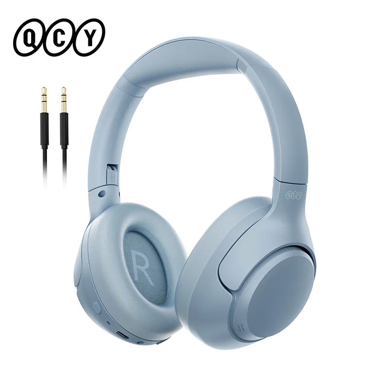 QCY H3 com Bluetooth 5.4 Hi-Res híbrido ANC 43 dB 60 h de bateria conexão dupla conforto memória espuma e modo com fio